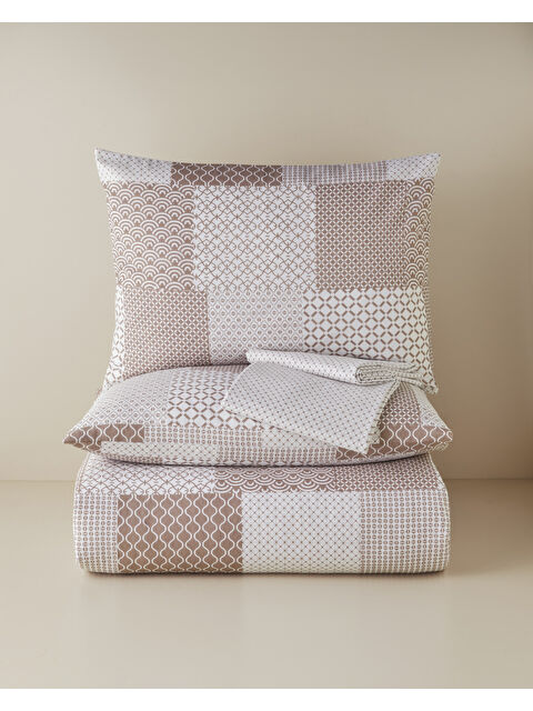 English Home Chain Patch Kolay Ütülenir Çift Kişilik Nevresim Takımı 200x220 cm Turuncu