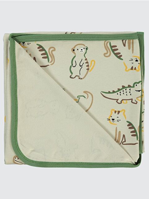 Civil Baby Renkli Hayvanlar Baskılı Battaniye - Yeşil Standart - S000488806-18194