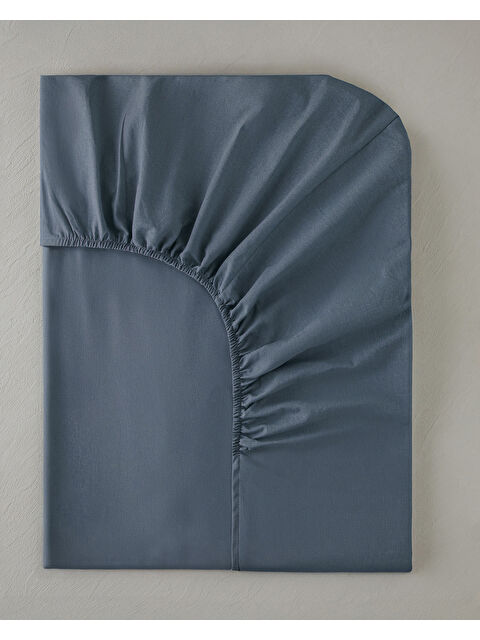 English Home Novella Premium Soft Pamuk King Size Lastikli Çarşaf 180x200 cm Denim Mavi