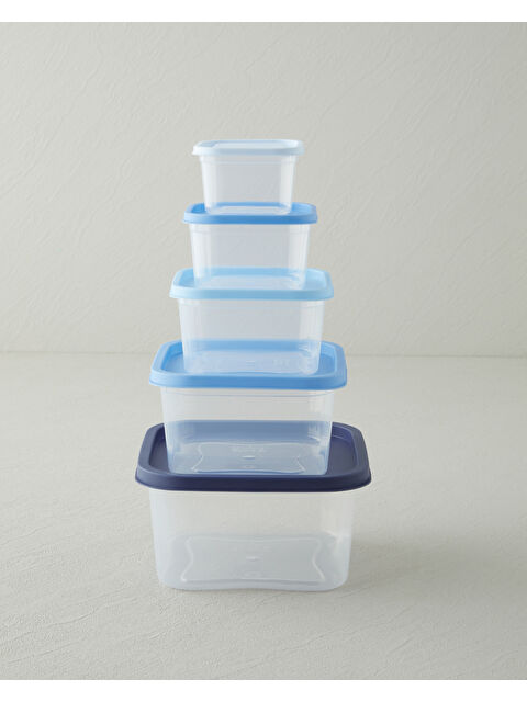 English Home Keep Me Plastik 5'li Saklama Kabı 160-300-500-885-1500 ml Mavi