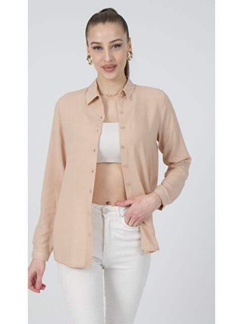 Pera Moda Arkası Uzun Tiril Tiril Viskon Kadın Gömleği - S000506614-19928