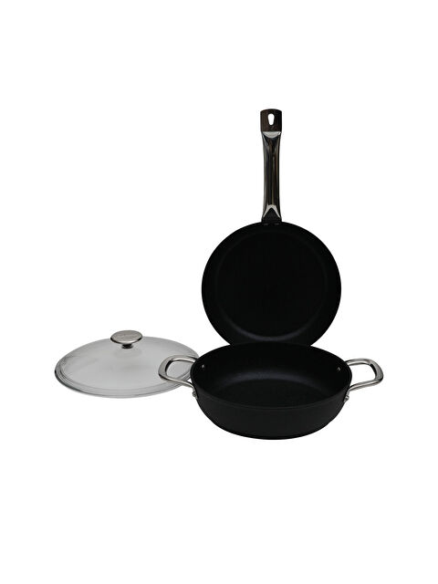 GÜRAL PORSELEN Güral Antoryum 3 Parça Granit Tencere Takımı Siyah