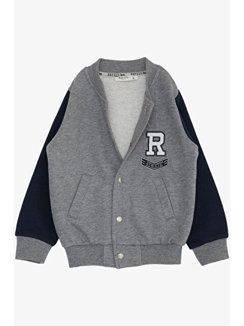 Breeze Erkek Çocuk College Ceket Harf Nakışlı Çıtçıtlı Gri Melanj - S000152173-37275