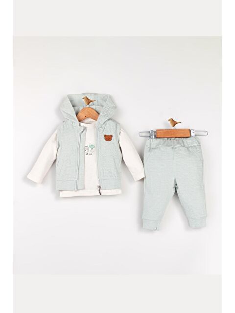 Cantoy Erkek Bebek Ayı Desenli Yelekli 3'Lü Takım - S000352513-20600