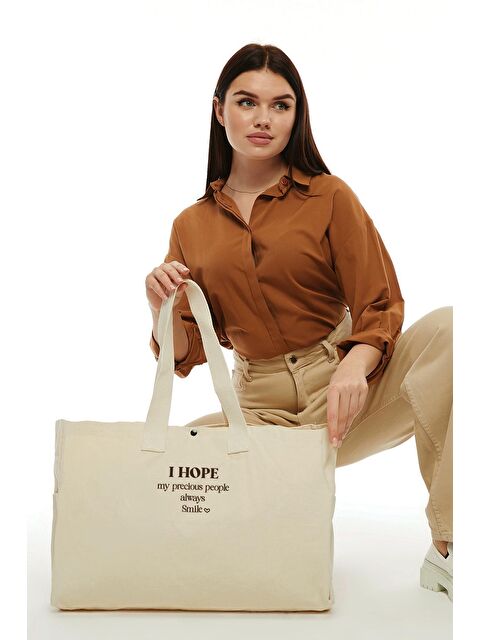 Bagg Kanvas I Hope Baskılı Büyük Boy Çanta - S000177574-19966