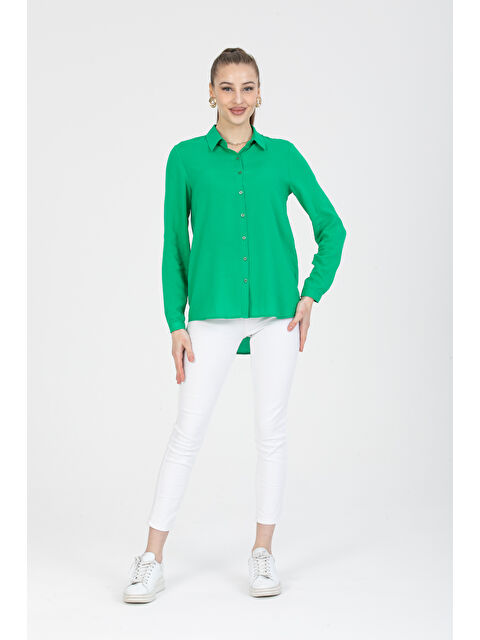 Pera Moda Arkası Uzun Tiril Tiril Viskon Kadın Gömleği - S000506614-14939