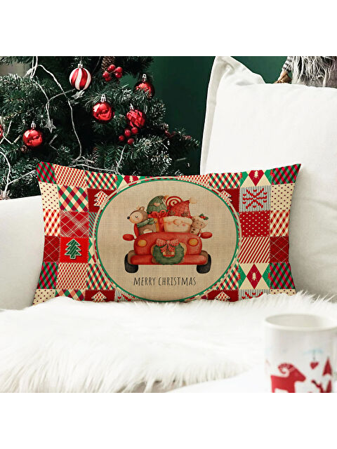 Evmila Yılbaşı Temalı Kadife Kırlent Kılıfı 35x55 cm - S000285235-23173