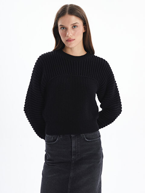 Dexia Nivelles   Örgü Detaylı Uzun Kollu Kazak   Siyah Renk - S000276134-19351