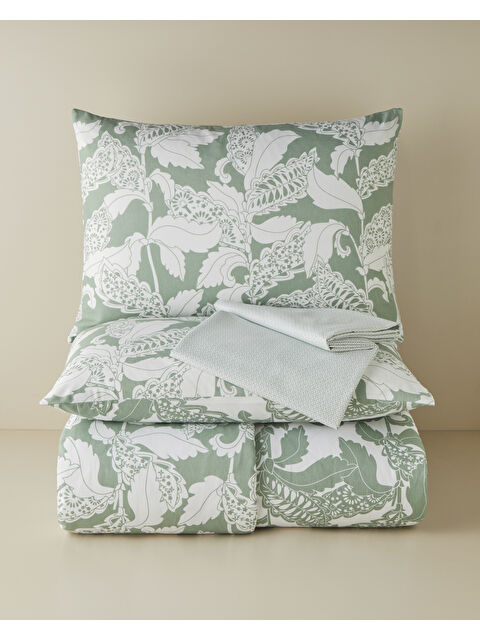English Home Gentle Swirl Kolay Ütülenir Çift Kişilik Nevresim Takımı 200x220 cm Yeşil