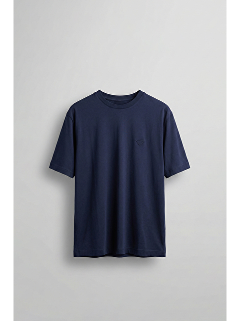 Abluka Online Erkek Relaxed Fit Yumuşak Dokulu Basic T-Shirt Lacivert - S000510543-21164
