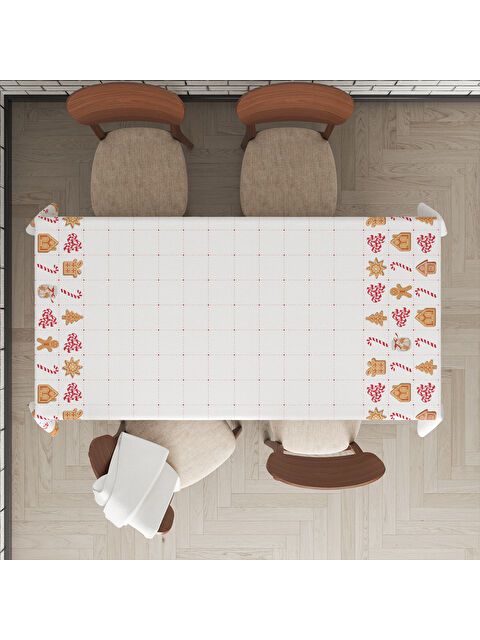 Evmila Yılbaşı Temalı Yılbaşı Kurabiye Desenli Dijital Baskılı Masa Örtüsü - S000469532-23173