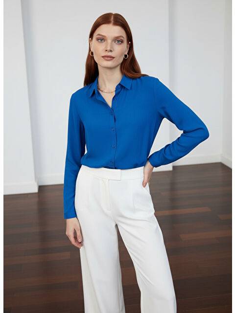 Pera Moda Arkası Uzun Tiril Tiril Viskon Kadın Gömleği - S000506614-23710