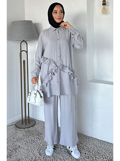 Julude Taş İşlemeli Tunik Pantolon Tesettür İkili Takım - S000470329-20600