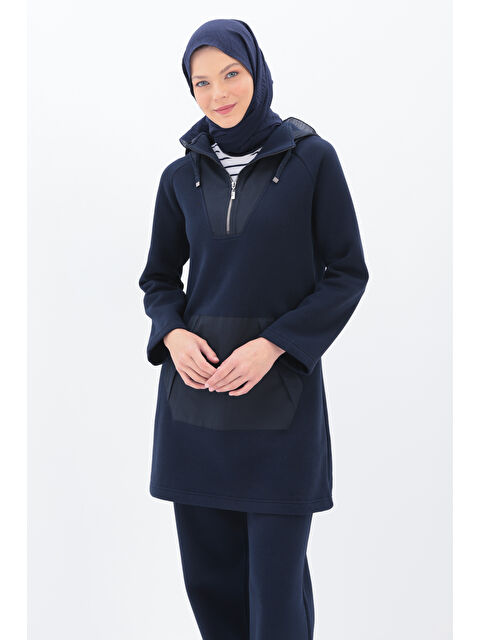 ALLDAY Lacivert Garnili Kanguru Cepli Eşofman Takımı - S000302813-21164