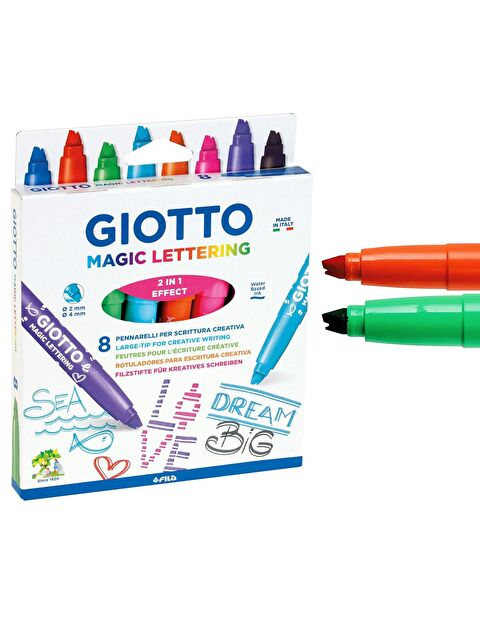 Giotto Magic Lettering 2’si 1 Arada Sihirli Effect Jumbo Keçeli Kalem 8 Renk (F426500) - S000433814-23173