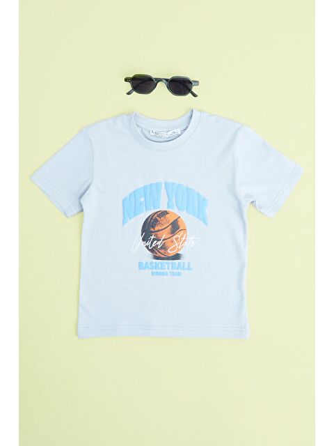 Fullamoda Basketbaal Baskılı Bisiklet Yaka Erkek Çocuk Tişört