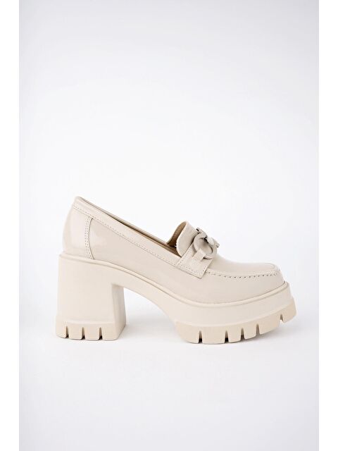Muggo VALENCİA Kadın Kalın Topuklu Yuvarlak Burunlu Metal Tokalı Loafer Günlük Ayakkabı - S000151774-25638