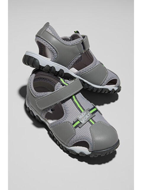 TONNY BLACK Çocuk Unisex Açık Gri Çoçuk Cırtlı Rahat Kalıp Sandalet - S000506975-17308