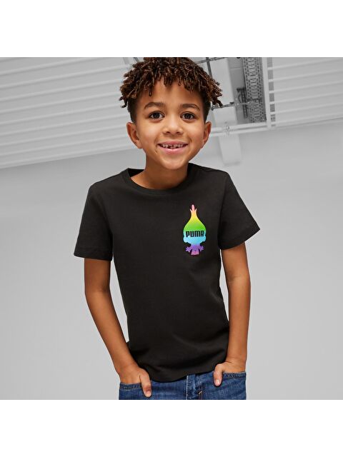 Puma X Trolls Erkek Çocuk Siyah Yuvarlak Yaka Tişört - S000490952-19351