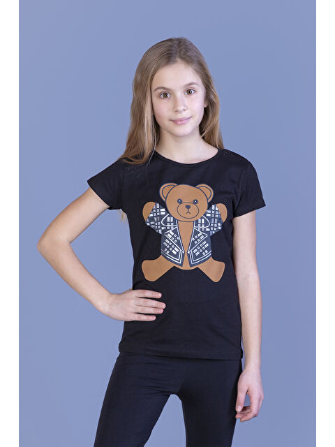 Toontoykids Kız Çocuk Ayıcık Baskılı Tişört