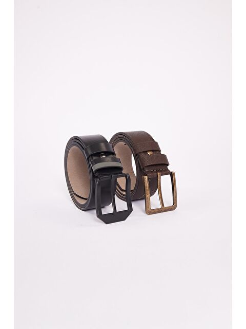 TUDORS Erkek 2'Li Set 4 Cm Siyah 4 Cm Kahverengi Spor Kemer - S000519126-23173