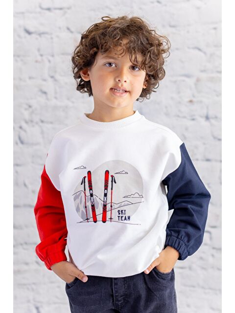 ZEYLAND Erkek Çocuk Renkli Baskı Nakış Detaylı Sweatshirt - Lacivert - S000316061-21164