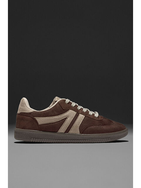 TONNY BLACK Kadın Kahve Bej Termo Taban Yanı Şeritli Bağcıklı Günlük Rahat Spor Ayakkabı - S000506974-19413