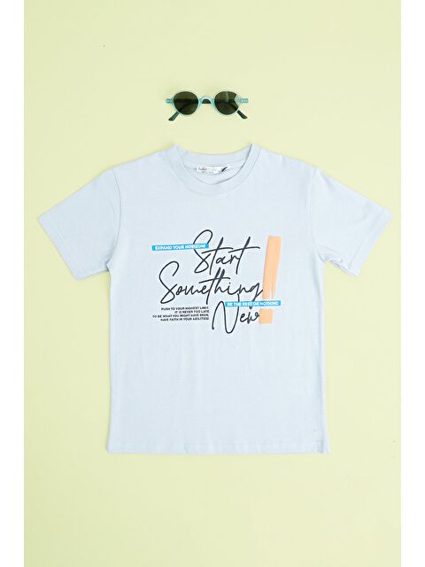 Fullamoda Yazı Baskılı Bisiklet Yaka Erkek Çocuk Tişört