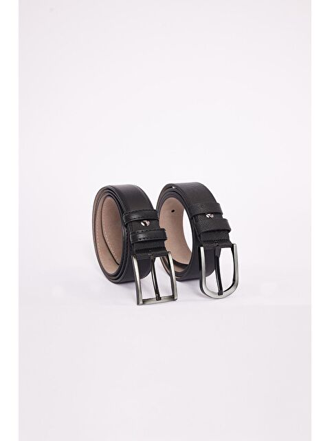 TUDORS Erkek 2'Li Set 3,5 Cm Klasik Siyah Kemer - S000519132-19351