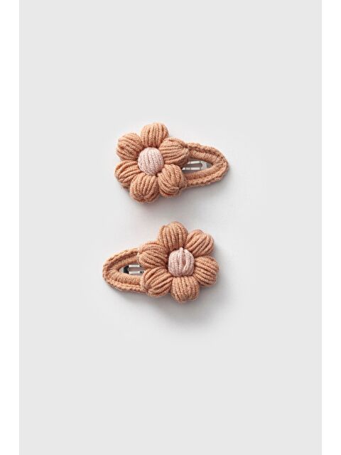 Magu Örgü Çiçek Kahverengi 2'Li Toka Set - S000465413-19413