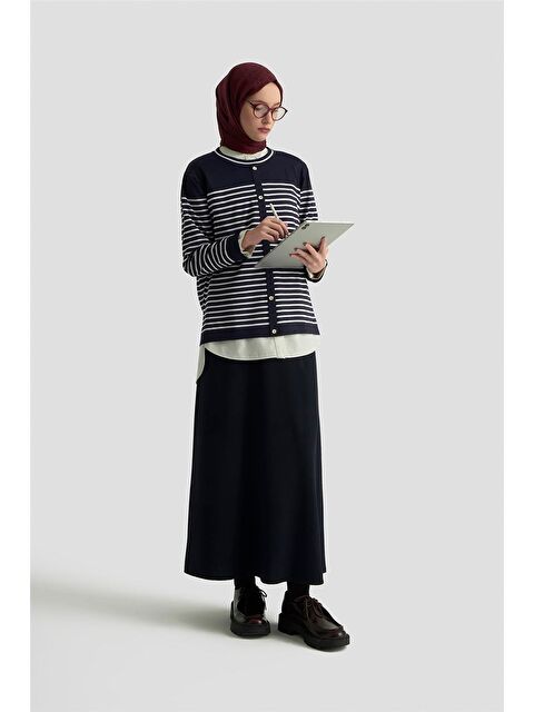 ARMİNE Kalem Etek 25Kd1302 Lacivert - S000445361-21164