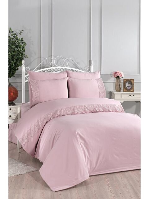 Çeyiz Diyarı Fransız Güpürlü Kuris Nevresim Takımı Pudra - S000487219-23173