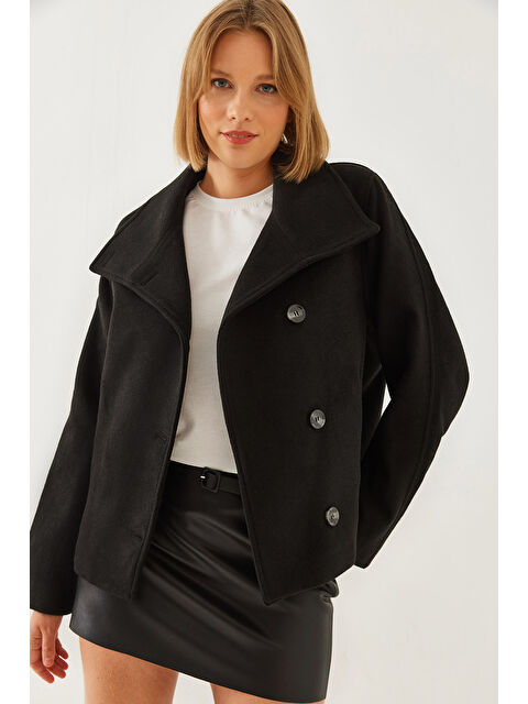 SHADE Kadın Kruvaze Yaka Düğmeli Kaşe Ceket - S000350083-19351