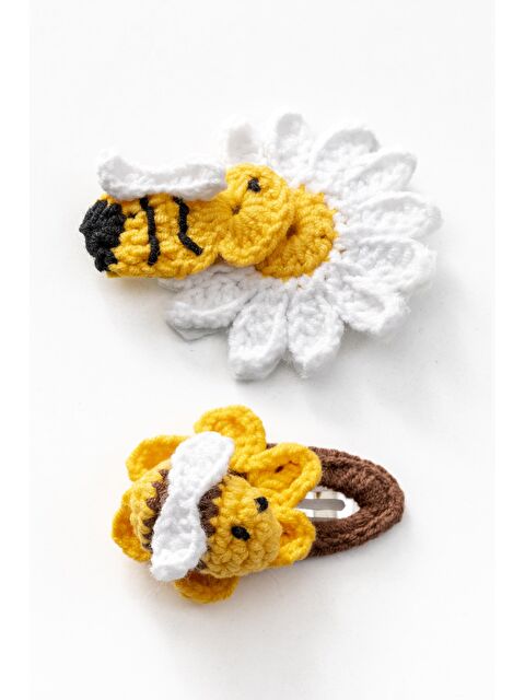 Magu El Örgüsü Arı Ve Papatya Figürlü İkili Toka Seti - S000465429-23173