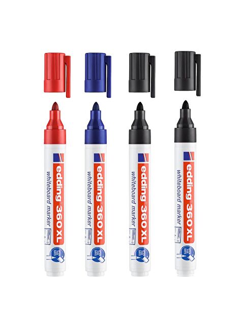 Edding 360 XL Doldurulabilir Beyaz Yazı Tahtası Kalemi 2 Siyah 1 Kırmızı 1 Mavi 4 Lü Set - S000355521-23173