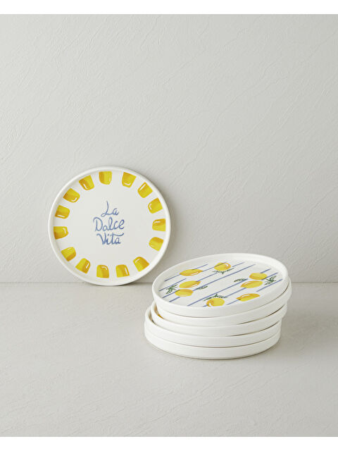 English Home Dolce Vita Seramik 6'lı Pasta Seti 20 cm Sarı