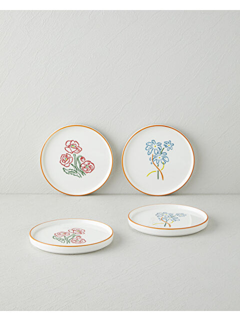 English Home Roselle Seramik 4'lü Pasta Seti 16 cm Renkli