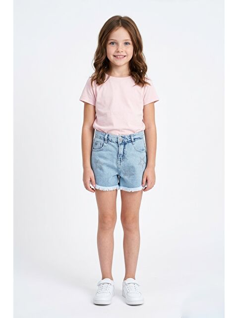 Fullamoda Yıldız Taşlı Püsküllü Kız Çocuk Şort