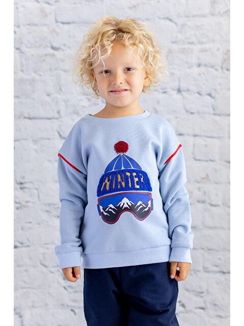 ZEYLAND Erkek Çocuk Baskı Nakış Detaylı Sweatshirt - Mavi - S000316063-17234