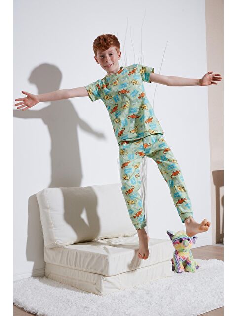 Lela Desenli % 100 Pamuk Bisiklet Yaka Pijama Takımı 6651003 - S000157110-34927