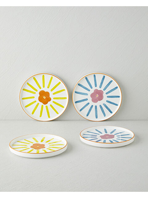 English Home Sunflowers Seramik 4'lü Pasta Seti 20 cm Renkli