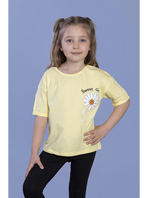 Toontoykids Kız Çocuk Papatya Desenli Sweet Girls Baskılı Tişört