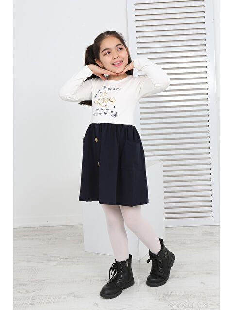 Toontoykids Kız Çocuk Beauty Love Baskılı Elbise - S000253945-19965