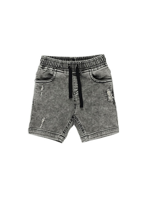 Panço Erkek Bebek Beli Lastikli Siyah Jean Şort - S000523855-19351