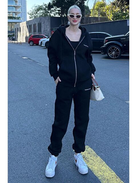 Madmext Siyah Kapüşonlu Fermuarlı Eşofman Takımı - S000299532-19351