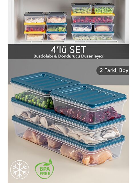 Meleni Home 4'lü Saklama Kabı Petrol 2 x 1170 ml 2 x 600 ml - S000378199-17234