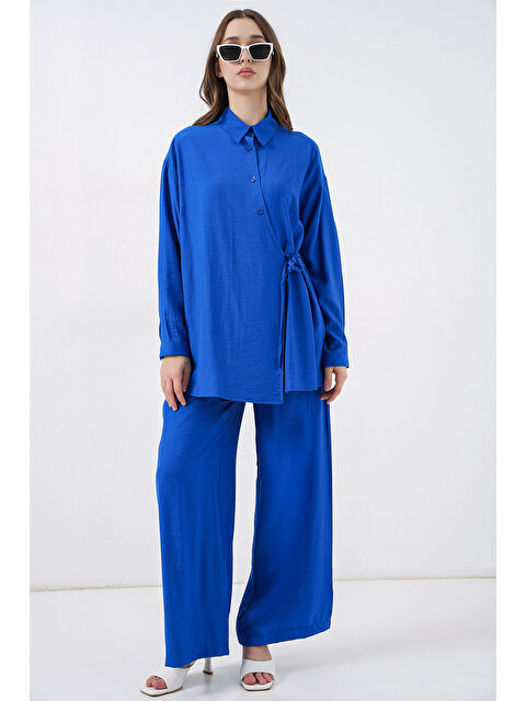 Bigdart Kadın Bağcıklı Tunik Pantolon İkili Takım 6752 - Saks - S000505459-23710