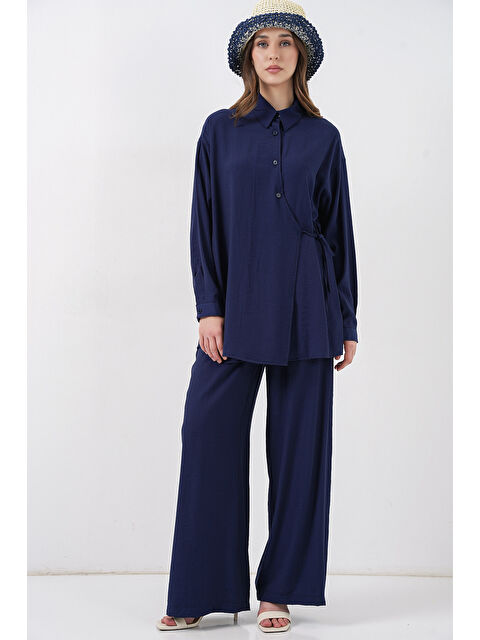 Bigdart Kadın Bağcıklı Tunik Pantolon İkili Takım 6752 - Lacivert - S000505459-21164