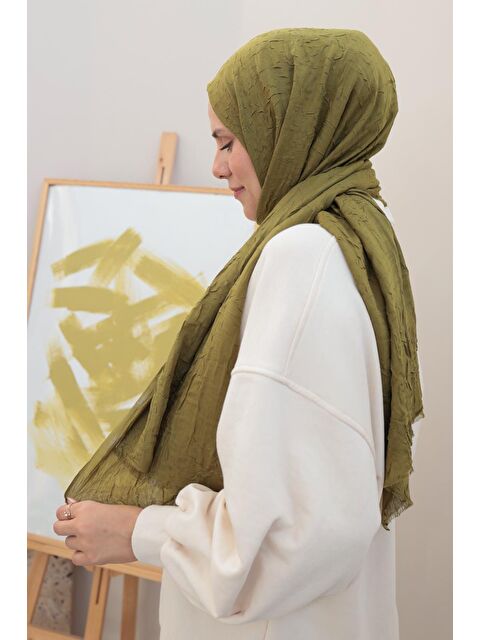 ALLDAY Zeytin Yeşili-Bambu Kraş Şal - S000338125-17346