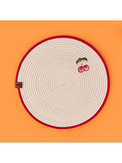 Evidea Soft Kiraz Nakışlı Supla - Ekru - 33x33 cm - S000508625-19965